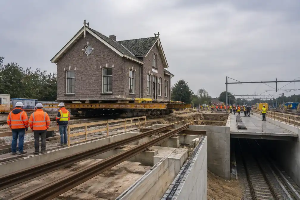 Stationsgebouw Vught 13,6 meter naar het oosten verplaatst