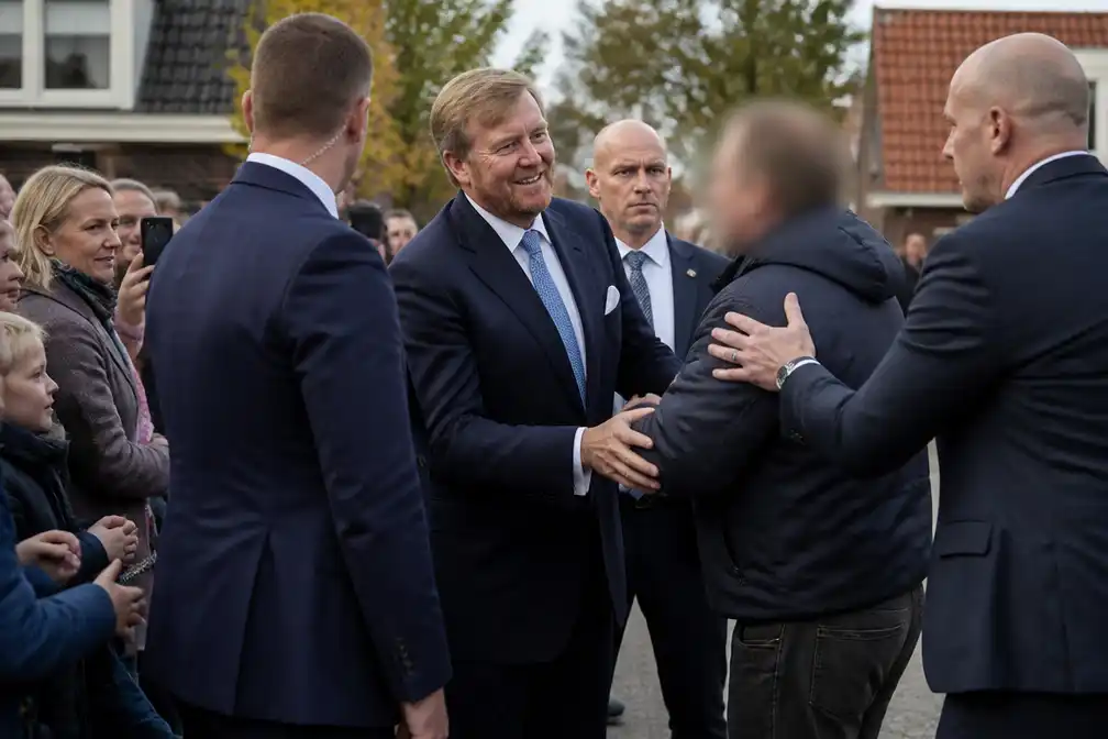 Beveiliging grijpt verwarde man die op koning Willem-Alexander afstapt in Ursem