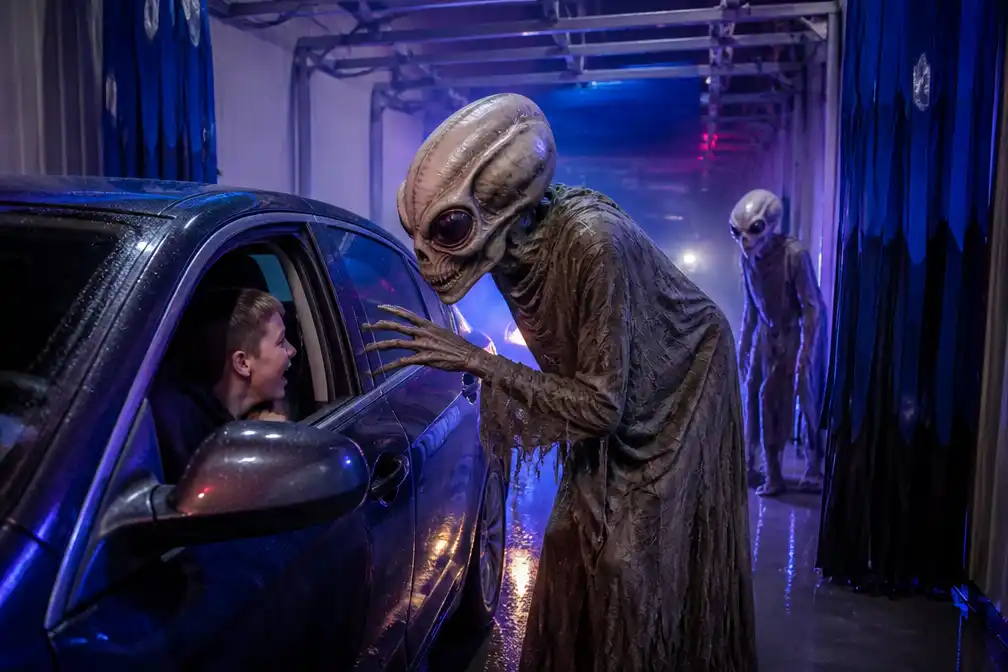 Aliens laten chauffeurs schrikken tijdens zesde halloweencarwash in Schilde
