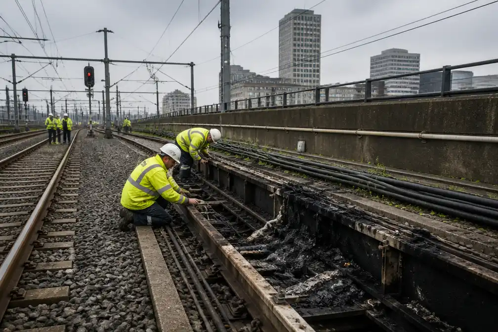 Treinverkeer Rotterdam-zuid tot donderdag gestopt na brand in kabelgoot