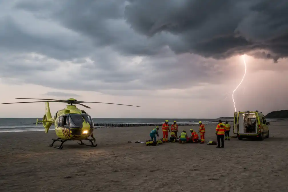 Blikseminslag op strand bij Renesse doodt Duitse toerist, vrouw gewond