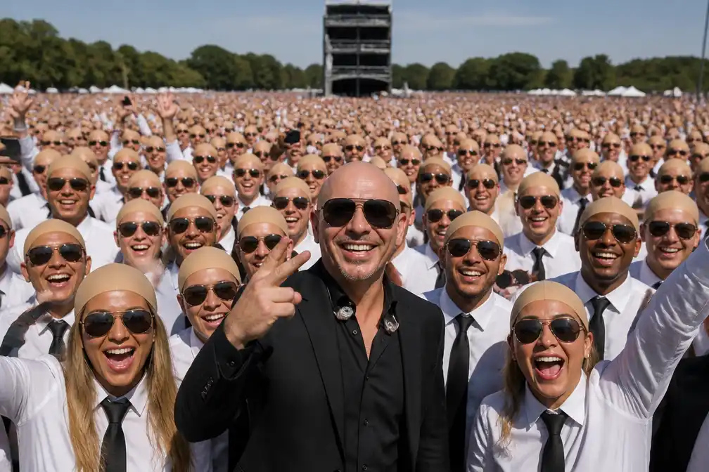 Pitbull-fans vestigen Guinness Wereldrecord met grootste bijeenkomst van kale pruiken in Hyde Park