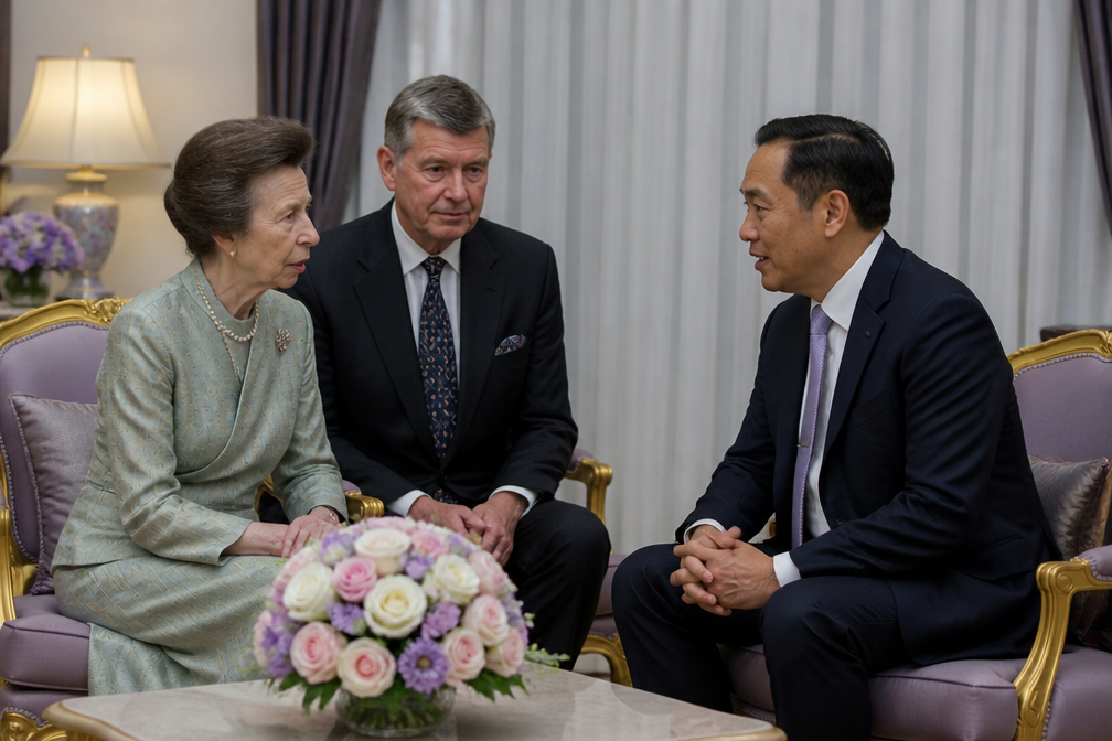 Prinses Anne ontmoet Thaise premier in Bangkok