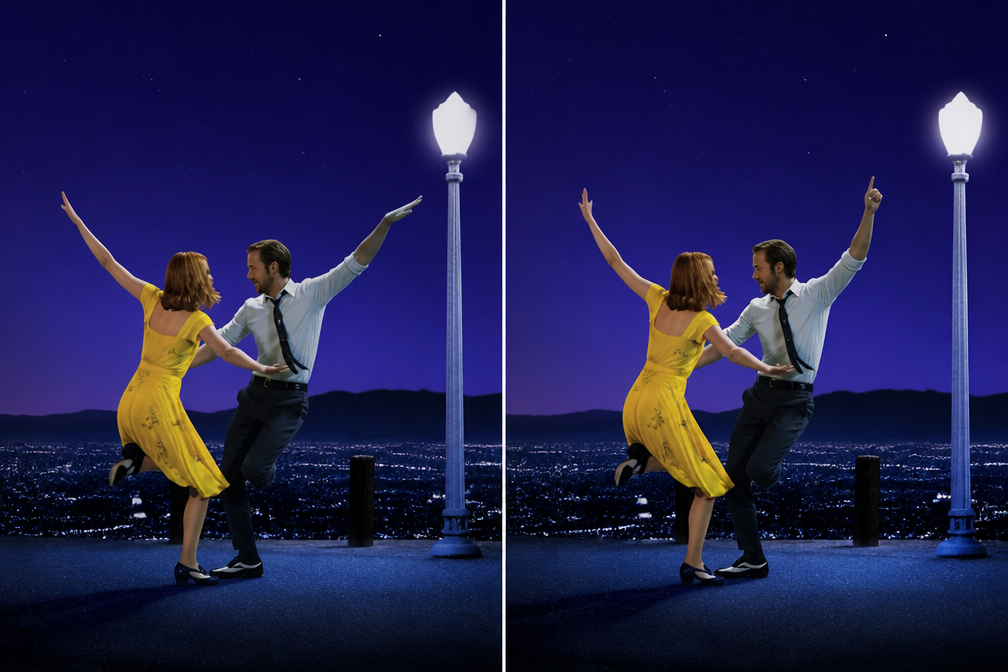 Lionsgate past 'scheve' hand van Ryan Gosling aan op poster La La Land voor 10-jarig jubileum