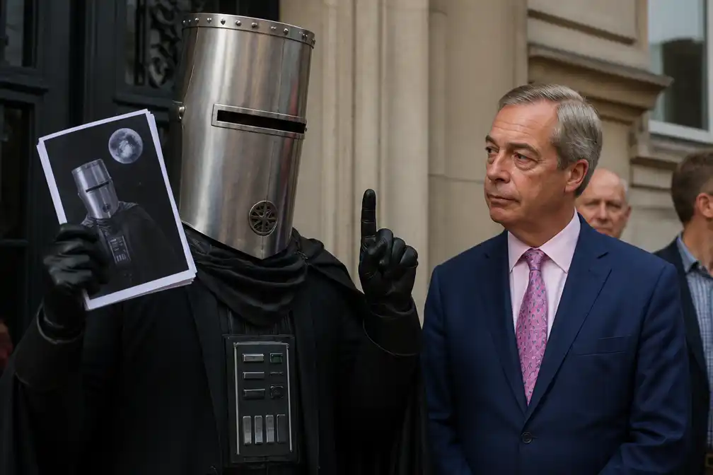 Komiek Count Binface publiceert spottend verkiezingsprogramma om Farage uit te dagen